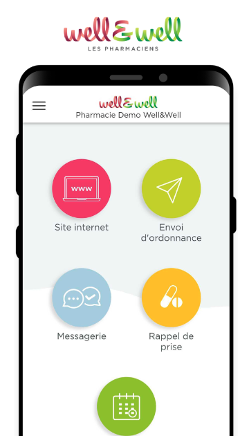 Application well&well les pharmaciens - Menu