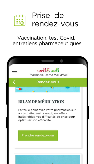 Application well&well les pharmaciens - Rendez-vous